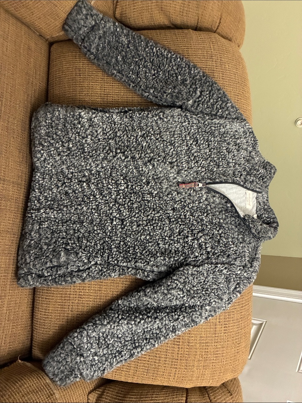 Weatherproof Vintage Women’s Sherpa Quarter Zip Fleece Pullover Pockets Gray S